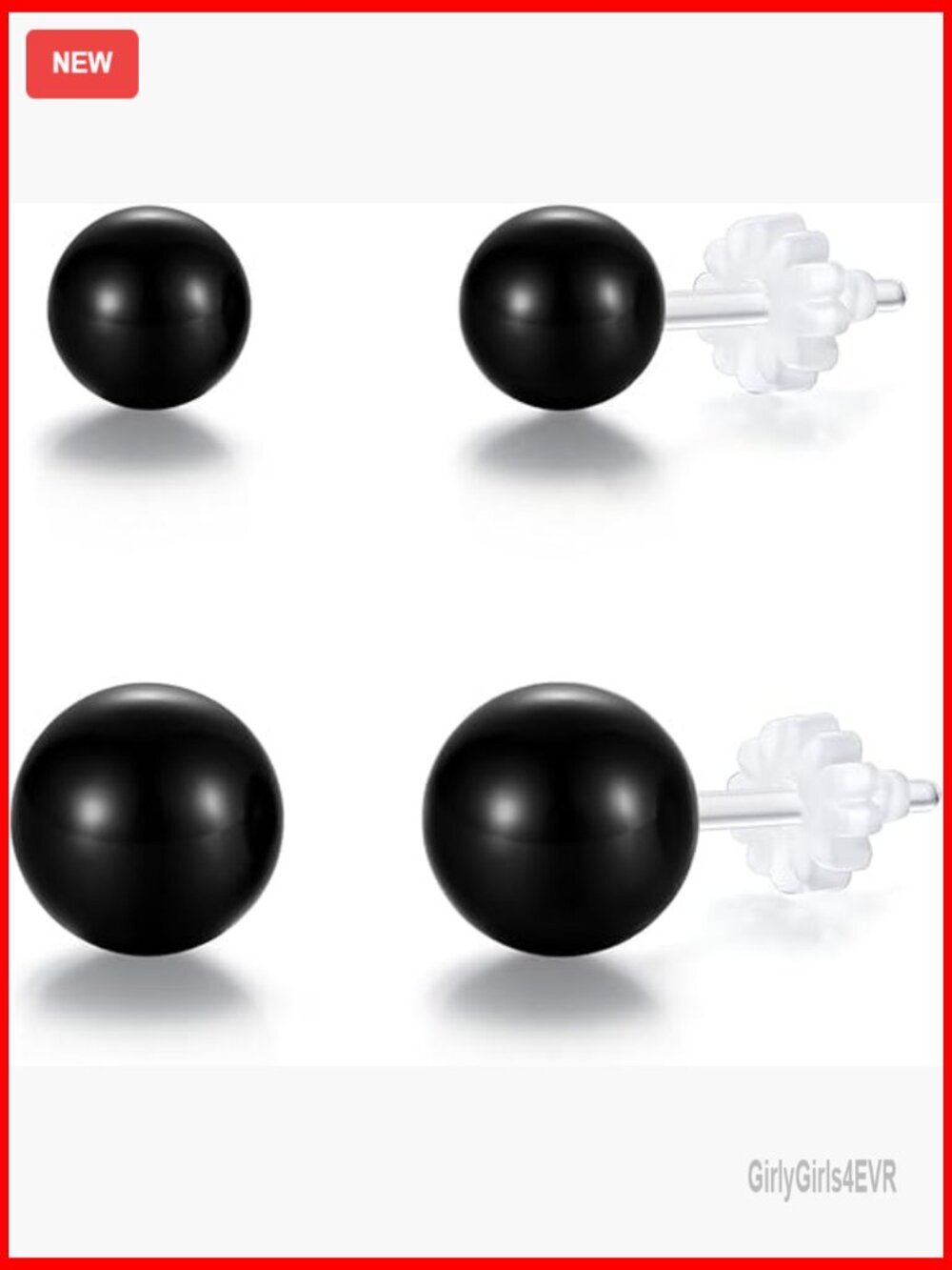 Hypoallergenic Faux Pearl Stud Earrings 6mm 8mm Set for Sensitive Ears